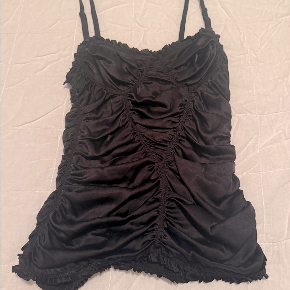 Dolce & Gabbana Black Ruched Corset Camisole Top (Size 42 / US Small)